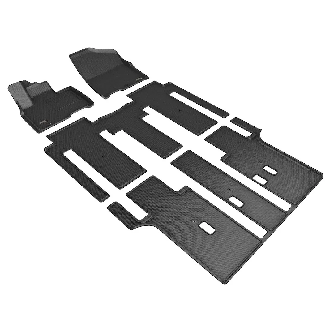L1KA06401509 – 3D MATS/U-AC Floor Liner, Black Custom Fit Raised Ridge Thermoplastic Rubber Of Carbon Fiber Texture 4...